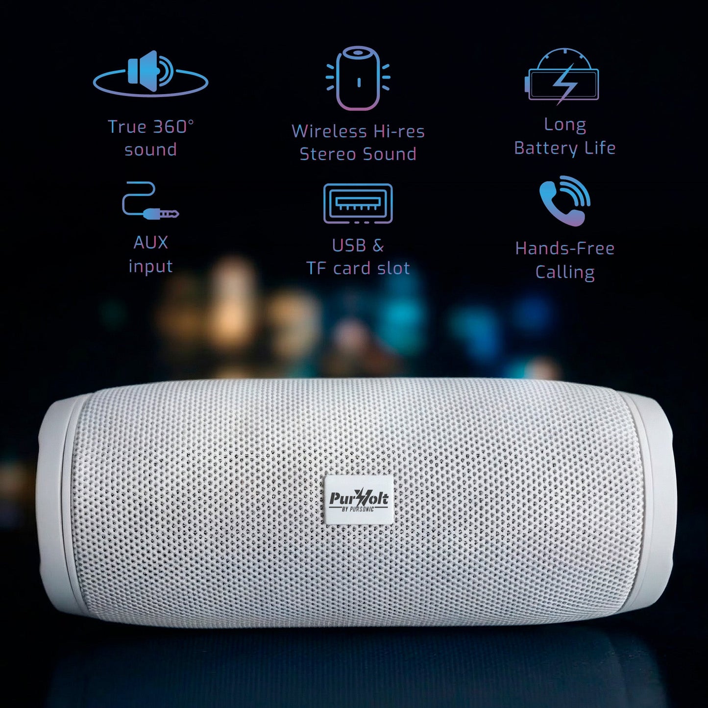 Purvolt Wireless Speaker – The Power Player, 360° Sound, 7-Hour Battery, Bluetooth