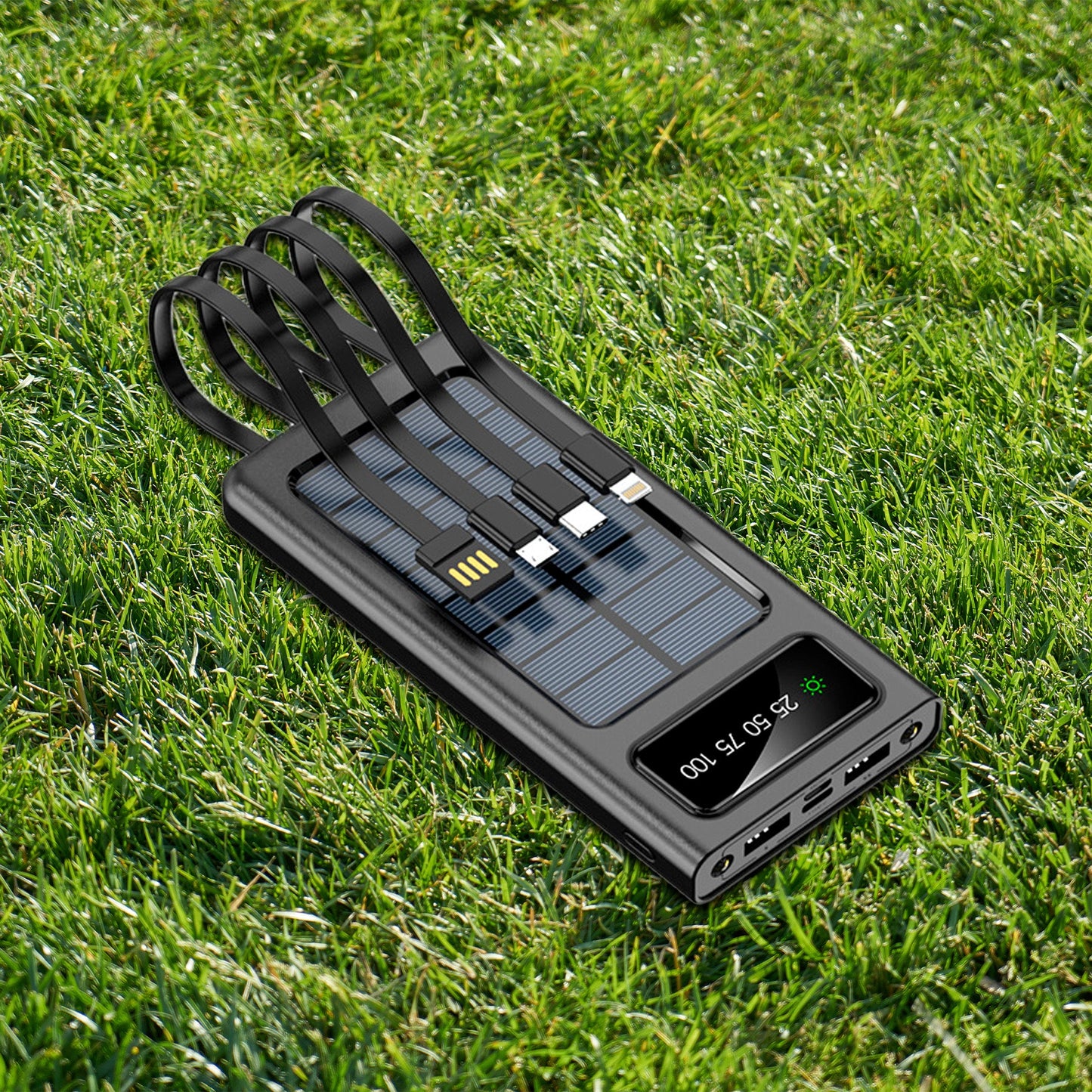 Pursonic SolarSync LED Power Bank – Solar Charging, Multi-Port, Built-In Flashlight