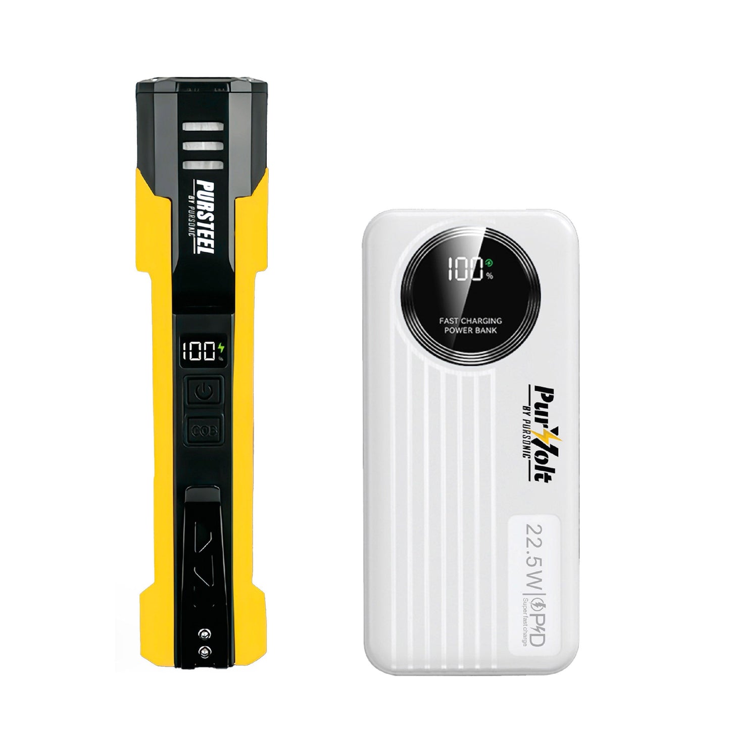 Emergency Prep Bundle – Pursonic Ultra Bright Flashlight + 10,000mAh Fast Charging Power Bank