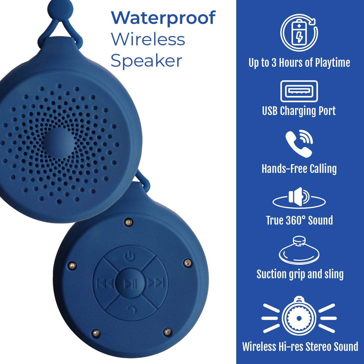 Purvolt Waterproof Wireless Bluetooth Speaker – IPX4, 360° Hi-Res Sound, Portable