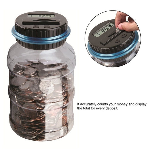 Digital Coin Counting Money Saving Box – LCD Display, Transparent Jar, Piggy Bank