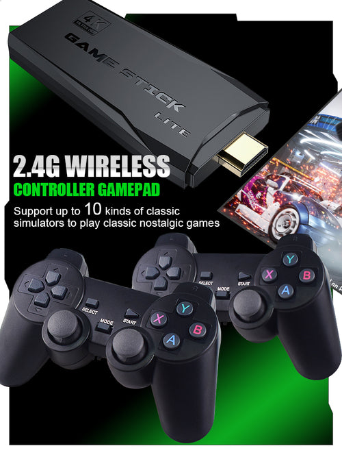 HD Wireless Game Stick Console — 10,000 Built-In Games with 2.4G Gamepad