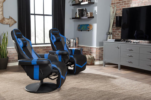 Blue 900 Gaming Recliner Chair With Adjustable Leg Rest & Cupholder