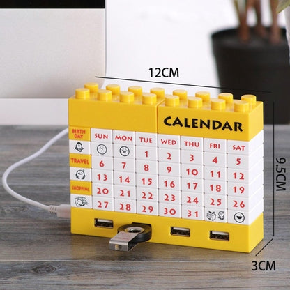 4-Port USB Hub with Digital Calendar Display — Desktop Organizer