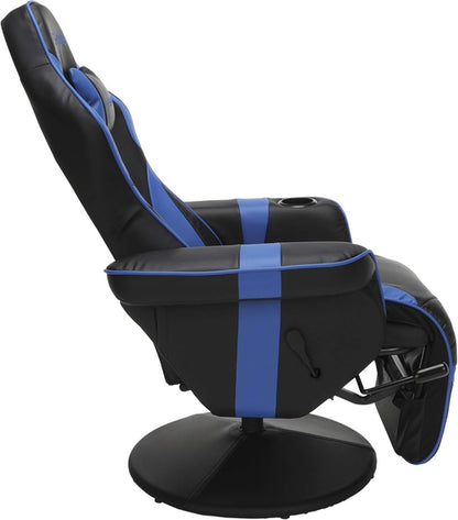 Blue 900 Gaming Recliner Chair With Adjustable Leg Rest & Cupholder