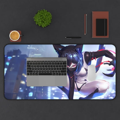 Cyborg Cat Girl Large Gaming Mouse Pad — Extended Desk Mat