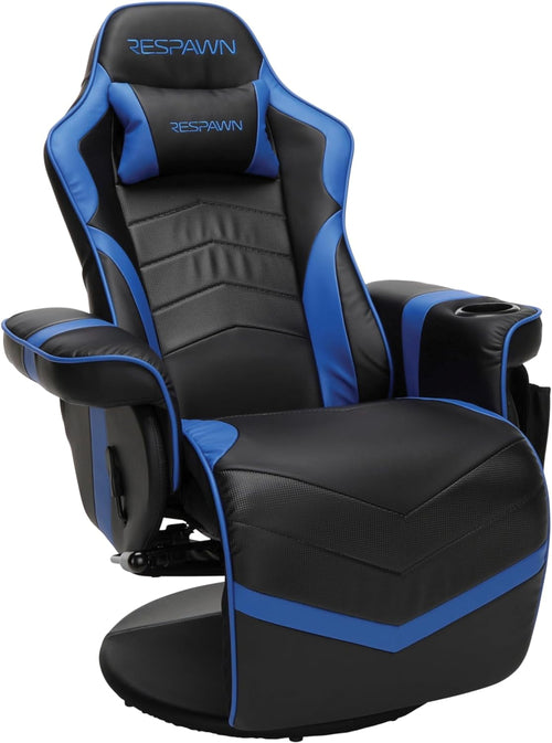Blue 900 Gaming Recliner Chair With Adjustable Leg Rest & Cupholder