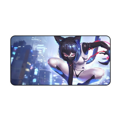 Cyborg Cat Girl Large Gaming Mouse Pad — Extended Desk Mat