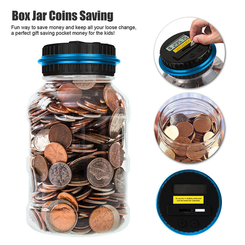 Digital Coin Counting Money Saving Box – LCD Display, Transparent Jar, Piggy Bank