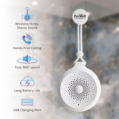 Purvolt Waterproof Wireless Bluetooth Speaker – IPX4, 360° Hi-Res Sound, Portable