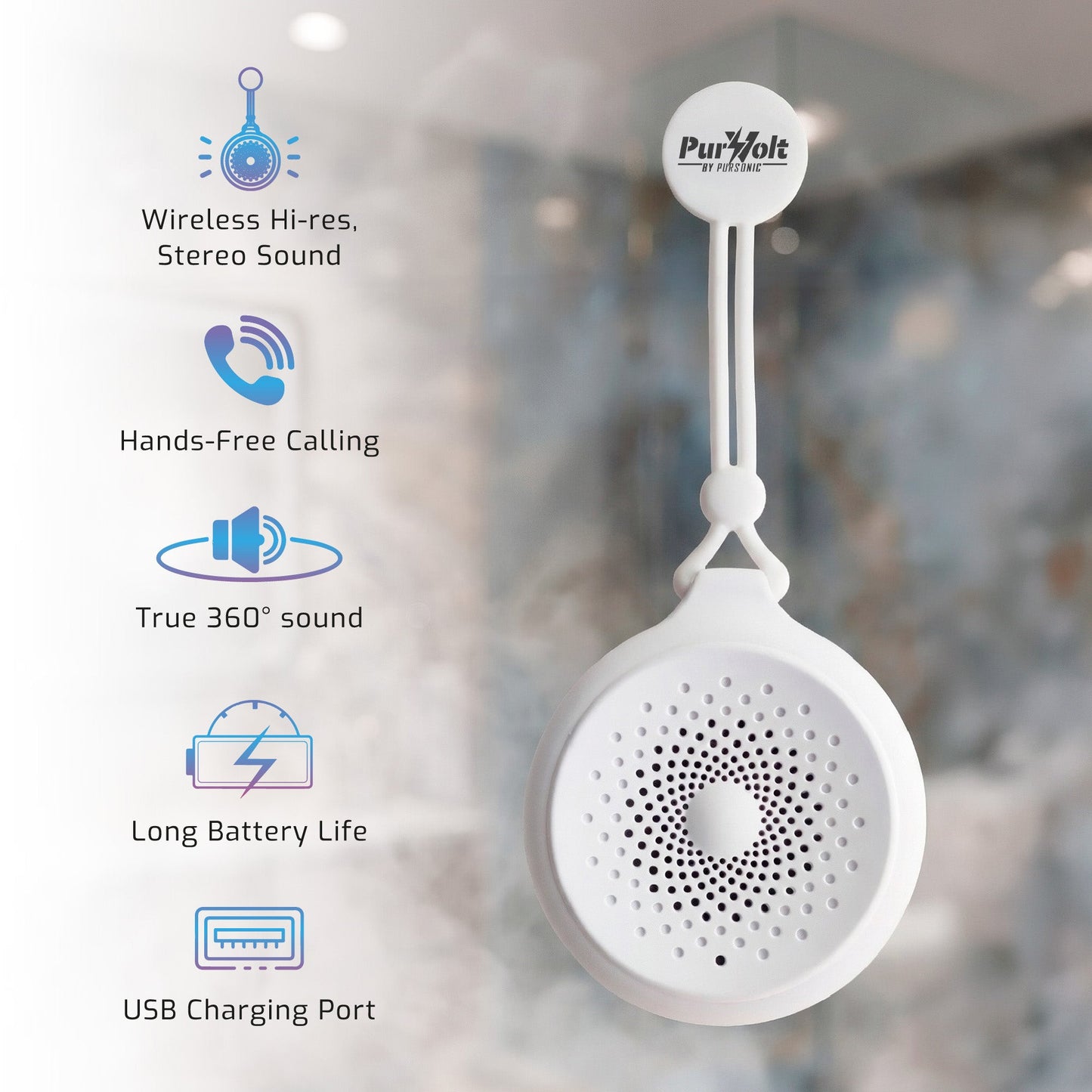 Pursonic Peak + Waterproof Wireless Speaker Bundle – 360° Sound, IPX4, 7-Hour Battery