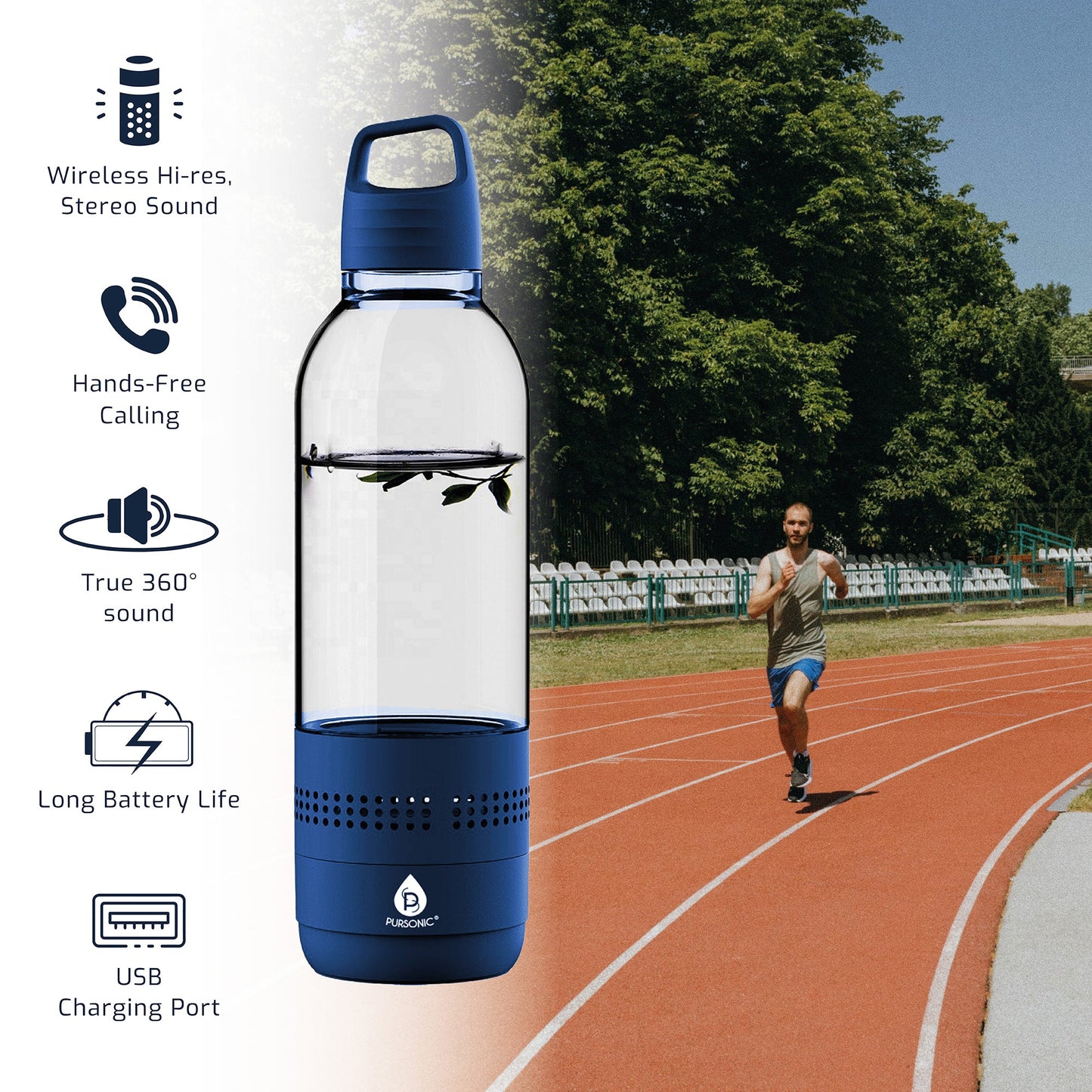 Pursonic 2-in-1 Water Bottle with Built-In Wireless Bluetooth Speaker – BPA-Free