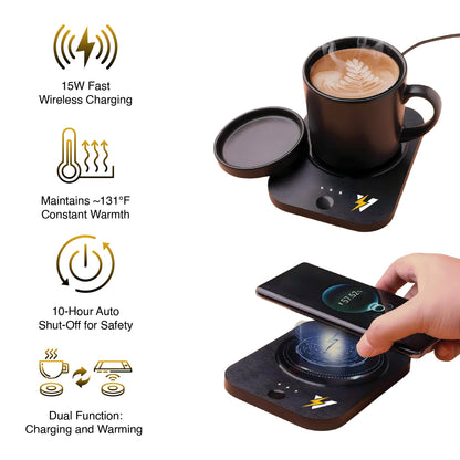 Modern Workspace Bundle – Pursonic 3-in-1 LED Desk Lamp + Sip & Charge Mug Warmer & Wireless Charger