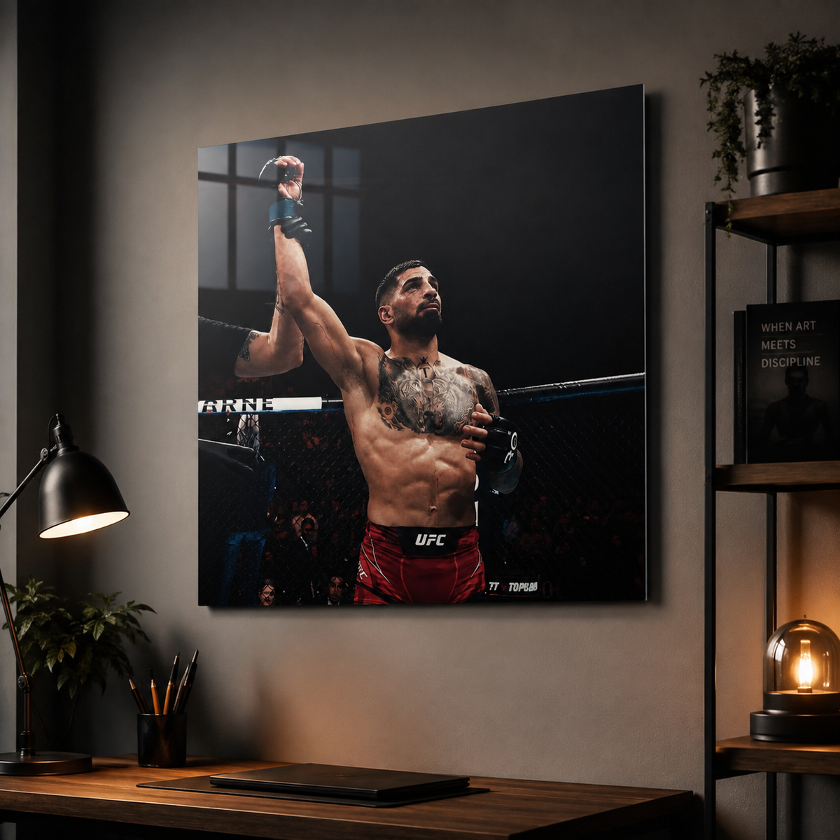 Ilia Topuria Victory Celebration — Premium Metal Print