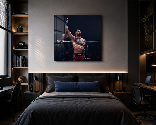 Ilia Topuria Victory Fist Raised — Premium Metal Print