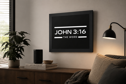 John 3:16 The Word — Premium Framed Poster
