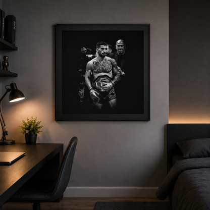 Ilia Topuria UFC Champion B&W — Premium Framed Poster