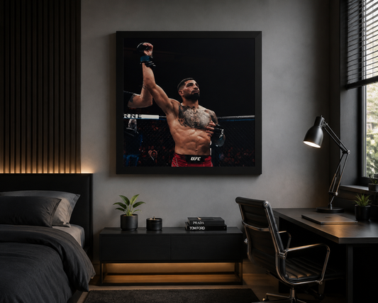 Ilia Topuria Victory Celebration — Premium Framed Poster