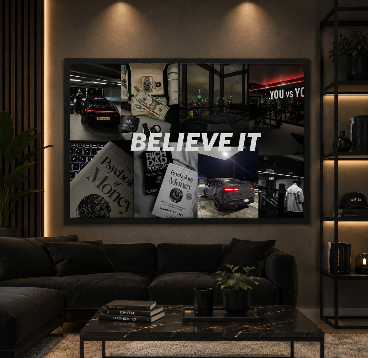 Believe It — Luxury Vision Board Framed Poster | Motivational Wall Art