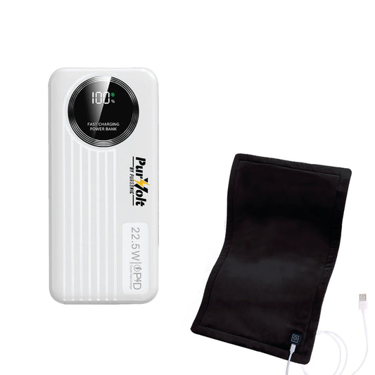 Pursonic Power Bank 10,000mAh + XL Electric Heating Pad Bundle – USB-C Powered