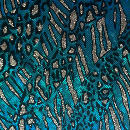 Glitter Cheetah Hologram Spandex Fabric by the Yard – 4-Way Stretch, 80% Nylon, 7 Colors | Spandex Palace