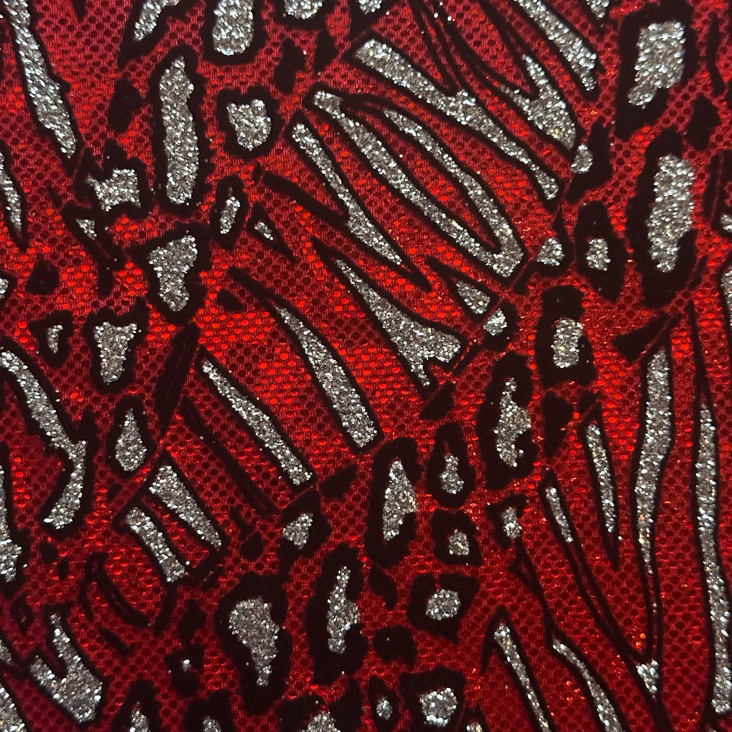 Glitter Cheetah Hologram Spandex Fabric by the Yard – 4-Way Stretch, 80% Nylon, 7 Colors | Spandex Palace