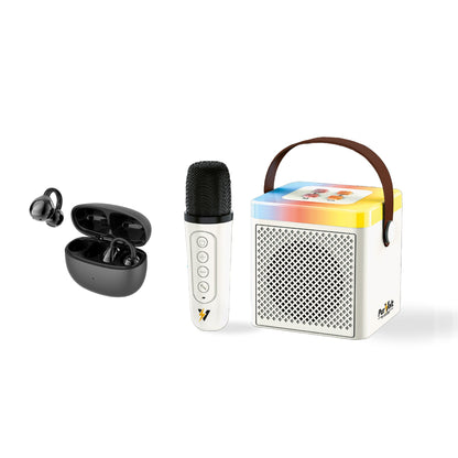 PurVolt Portable Karaoke Set + Pursonic True Wireless Earbuds Bundle – Bluetooth 5.0