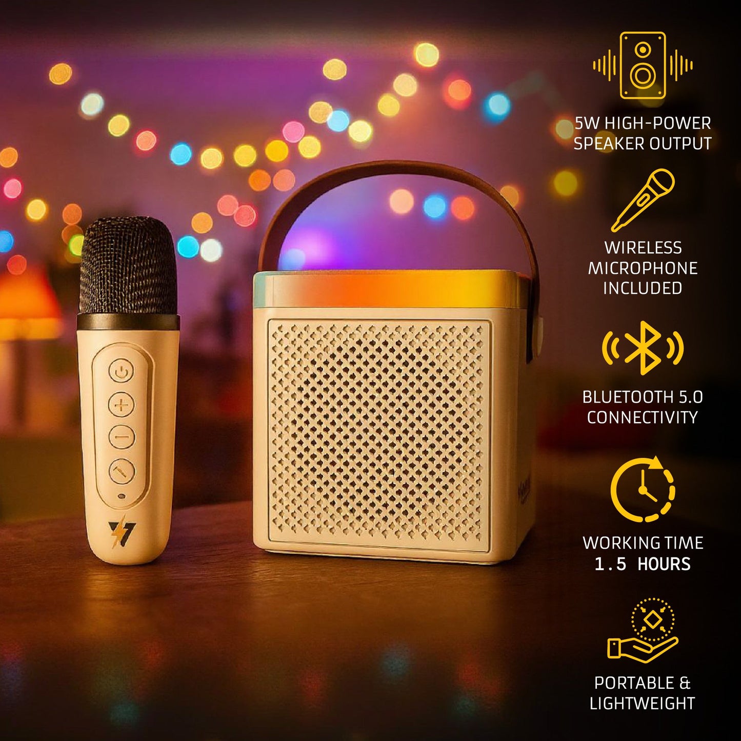 PurVolt Portable Karaoke Set + Pursonic True Wireless Earbuds Bundle – Bluetooth 5.0