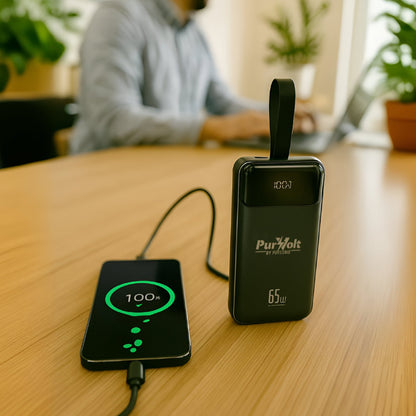 PurVolt Power Bank 40,000mAh – 65W USB-C, Charges Laptops, Phones & Tablets