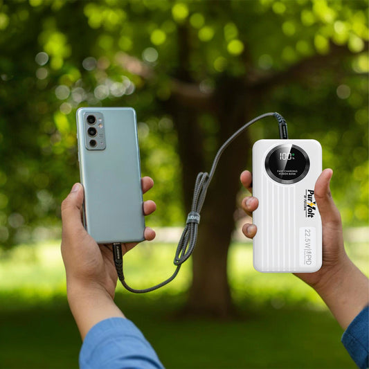 Pursonic Power Bank 10,000mAh – 22.5W Fast Charging, 4 Built-In Cables, LED Indicator