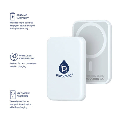 Magnetic Wireless Power Bank 5000mAh – Qi Compatible, Slim & Portable, Cable-Free