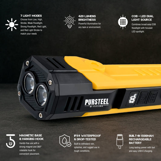 Emergency Prep Bundle – Pursonic Ultra Bright Flashlight + 10,000mAh Fast Charging Power Bank