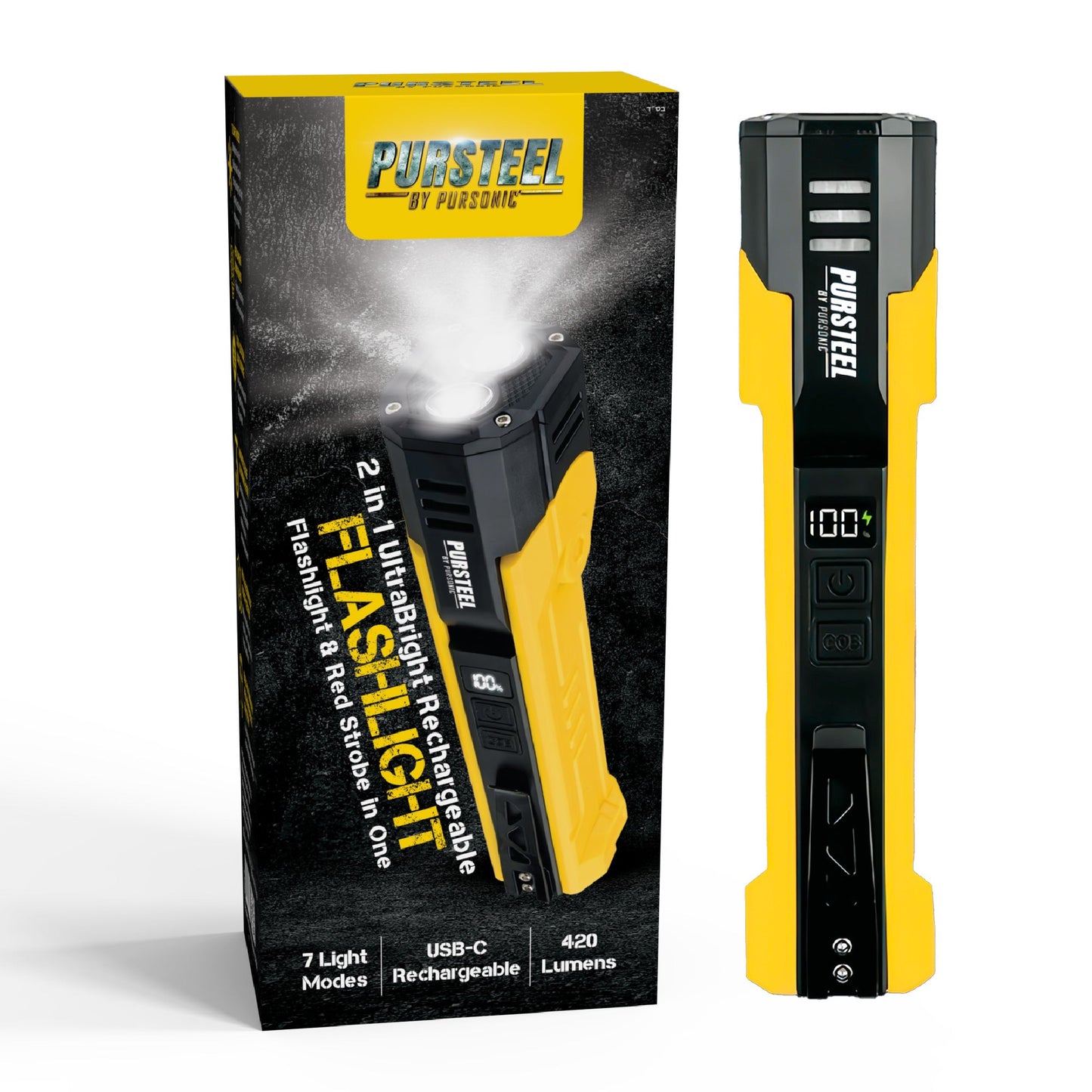 Emergency Prep Bundle – Pursonic Ultra Bright Flashlight + 10,000mAh Fast Charging Power Bank