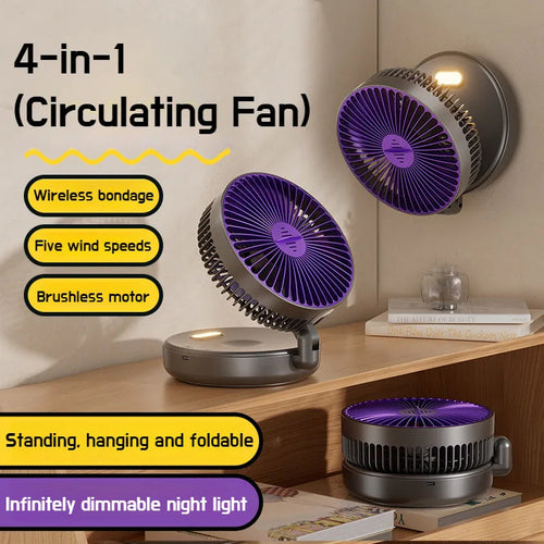 6-Inch Foldable Glow-in-the-Dark USB Desktop Fan — Silent & Portable
