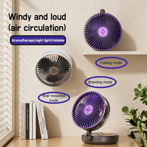 6-Inch Foldable Glow-in-the-Dark USB Desktop Fan — Silent & Portable