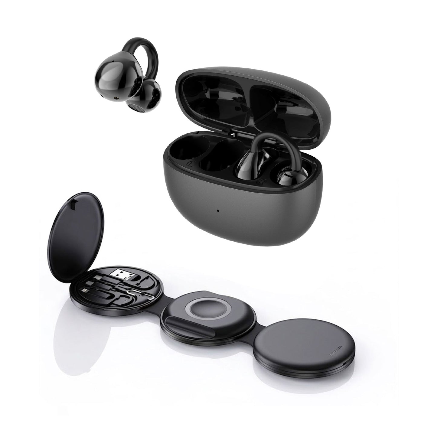 Power & Sound Essentials Bundle – 5-in-1 Wireless Charging Station + True Wireless Earbuds