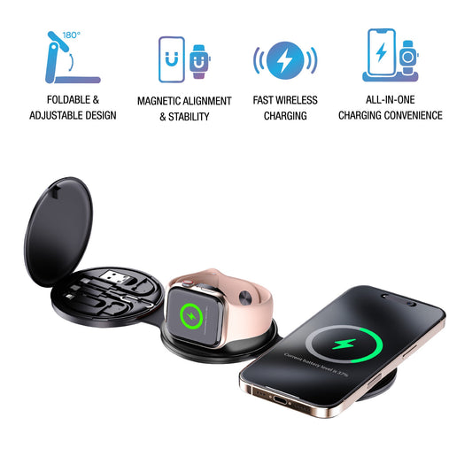 Power & Sound Essentials Bundle – 5-in-1 Wireless Charging Station + True Wireless Earbuds
