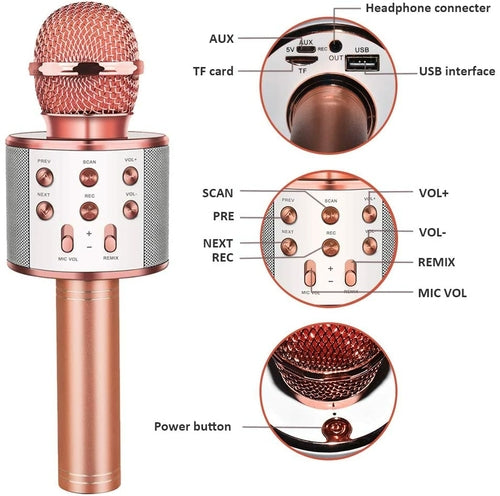 Wireless Karaoke Microphone with Built-In Bluetooth Speaker