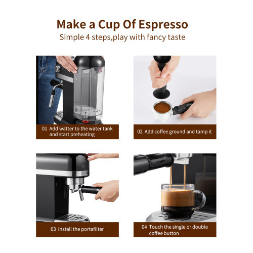 20 Bar Espresso Machine 1350W — High-Performance Coffee Maker with Safety Valve