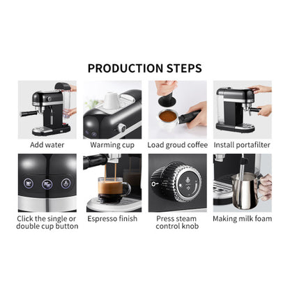 20 Bar Espresso Machine 1350W — High-Performance Coffee Maker with Safety Valve