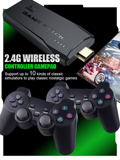 HD Wireless Game Stick Console — 10,000 Built-In Games with 2.4G Gamepad