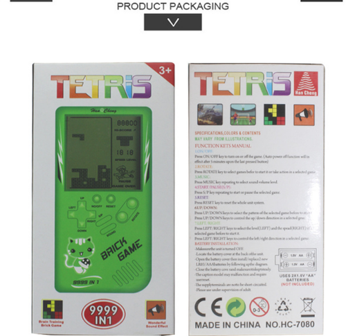 Retro Tetris Handheld Game Player — Classic Arcade Pocket Console