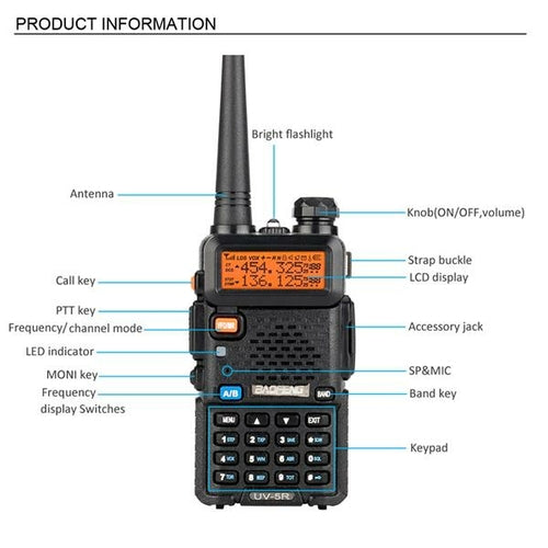 BAOFENG Dual Band Walkie Talkie Set of 6 — 136-174MHz / 400-520MHz Two-Way Radio