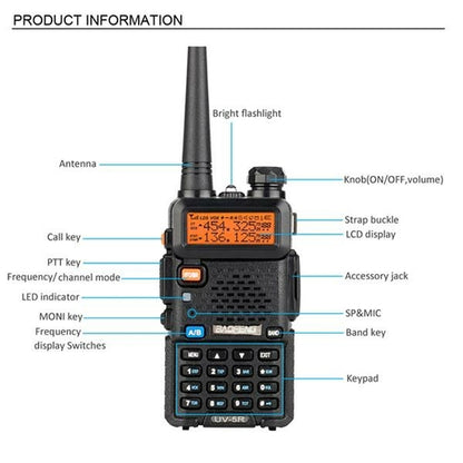BAOFENG Dual Band Walkie Talkie Set of 6 — 136-174MHz / 400-520MHz Two-Way Radio