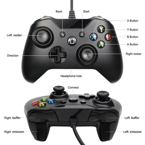 USB Wired Controller for Xbox One & PC – Dual Vibration + Headphone Jack