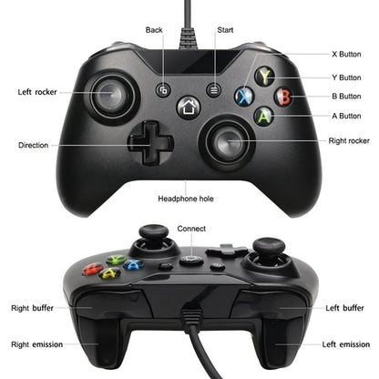 USB Wired Controller for Xbox One & PC – Dual Vibration + Headphone Jack