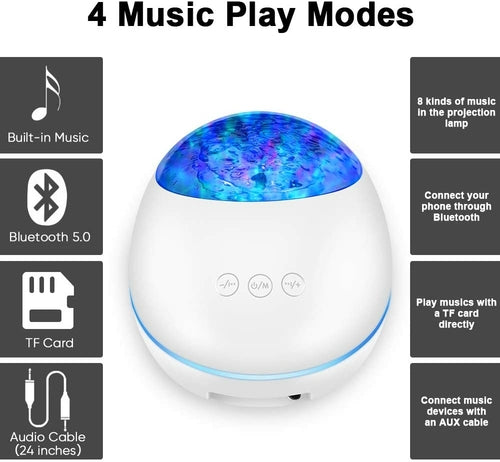 Ocean Wave Projector Night Light with Bluetooth Music Player