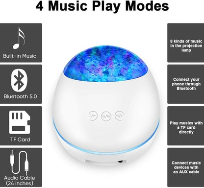 Ocean Wave Projector Night Light with Bluetooth Music Player