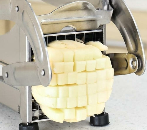 Stainless Steel French Fries & Potato Cutter – 2 Interchangeable Blades, Wall-Mount