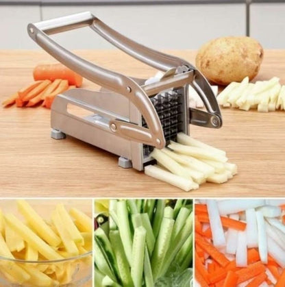 Stainless Steel French Fries & Potato Cutter – 2 Interchangeable Blades, Wall-Mount